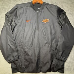 Oklahoma Cowboys OSU Nike Storm Fit Black 1/2 Zip Vented Winbreaker Jacket Large
